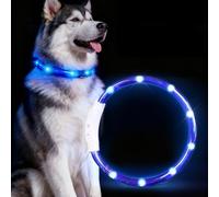 Light Up Dog Collar Rechargeable,Dog Lights for Night Walking,Flashing Dog Collar with Size Adjustable Light LED Dog Collar Waterproof for Small Medium Large Breed Dogs,Three Modes,70cm,Blue