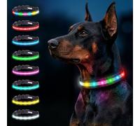 Light Up Dog Collar, Rechargeable LED Collar for Night Walks(Black, M/50cm) | 8 Dog Light Colors Change, Colorful RGB Flashing, Adjustable Fit Safety Dog Collar, Super Bright Visibility Breathable Collar