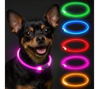 Light Up Dog Collar Rechargeable, LED Dog Collar Lights Waterproof wit