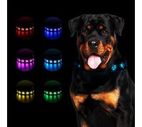 Light Up Dog Collar, Rechargeable & Waterproof Led Dog Collar Light For The Dark, Adjustable Size Safety Dog Collar, 6 Colors In One With 7 Modes.S,11.8"-15.7",30-40cm