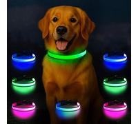Light Up Dog Collar USB-C Rechargeable, Reflective Glow in The Dark Dog Collar with 7 Lighting Modes, Adjustable LED Pet Collar for Night Safety with Battery Indicator (Small)