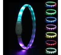 Light up Dog Collars - Rechargeable Dog Collar Light, Usb Glowing Necklace for Dogs | Collar Flashing Modes Dog, Waterproof Soft Silicone Glows Necklace with 9 Flashing Modes for Night Walking Safety