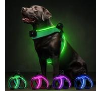 Light Up Dog Harness,360°High Brightness,Rechargeable LED Dog Harness,3 Flash Modes,Reflective Flashing Glow for Night Walking,Fits Small Medium Dogs,Green-M