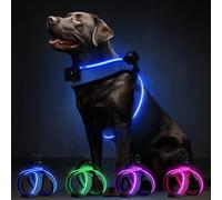 Light Up Dog Harness,360°High Brightness,Rechargeable LED Vest,3 Flash Modes,Reflective for Night Walking,Neck 14.6-18.9″|Chest 18.1-22.4″,Fits Small,Partial Medium Dogs(French Bulldogs,etc),M