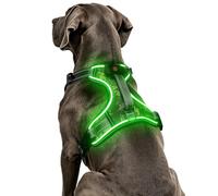 Light Up Dog Harness for Large Dogs, No Pull LED Dog Harness with Reflective Vest, Escape Proof Padded Glow in The Dark Camo Harness, USB Rechargeable with Front Clip & Handle