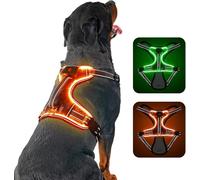 Light Up Dog Harness No Pull LED Harness, Escape Proof Padded Lighted & Reflective Vest Glow in the Dark for Large Dogs