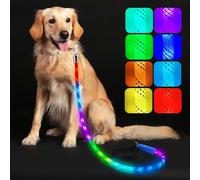 Light Up Dog Leash, LED Pet Leash for Night Walking,13 Lighting Modes, Rechargeable Dog Lights, Glow in The Dark Walking Leashes with Tangle-Free Hook for Small Medium Large Dogs - 4 Ft