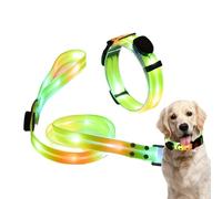 Light up Dog Leashes,Portable Lighted Dog Ropes with Collar - Glowing in The Dark Dog Leashes and Collars Set, 3 Lighting Modes for Pet Safety