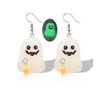 Light up Earrings for Women Silver Halloween Ghost Resin Cute Western Earrings Fall Chunky Big Fun Glow in the Dark Candy Pumpkin Corn Jewelry, L, Acrylic, No Gemstone