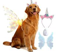 Light up Fairy Wings for Dogs, Electric Pet Glowing Wings Costume with LED Lights, Christmas Cosplay Puppy for Medium Large Dog, Dress Your Dogs Like Butterfly (Warm, Battery)