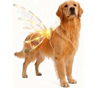 Light up Fairy Wings for Dogs, LED Glowing Butterfly Wing, Pet Glowing Wings Costume, Christmas Cosplay Photo Props, Dress Your Dog like Butterfly, for Small/Large Dog (A)