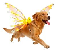 Light up Fairy Wings for Dogs, Pet Glowing Wings Costume with LED Lights, Light Up Butterfly Wings with Music & Flapping Motion, Adjustable Straps Fairy Wings Costume for Medium Large Dog