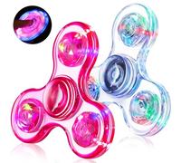 Light Up Fidget Spinner 2 Pack, Kids Fidget Toys Glow in the Dark Fidgets | ADHD Toys for Kids Adults Stress Relief Anti Anxiety, Party Bag Fillers Kids Classroom Prizes Birthday Gifts LED