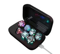 Light Up Game Dice, Rechargeable Polyhedral Set, Flashing LED Tabletop Pieces, RGB Glowing Sides, USB Charging Case Included, Ideal for Role Playing Gatherings, Unavailable, Fantasy Adventure