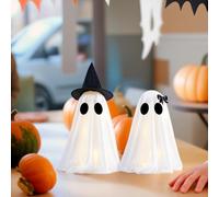 Light Up Ghost Decor Halloween Decorations Ghosts, DIY Light-Up Spooky Ghosts with String Lights, Witch Hats, Scary Ghost for Halloween Decor Indoor Home Mantel Shelf & Tabletop Decor