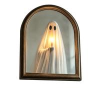 Light Up Ghost Mirror, Novelty Ghost Holding Candle On Mirror,Halloween Spooky Light Up GhostMirror,Spooky Halloween Decorations Indoor,Wall Table Mantel Display, Home Party Decor