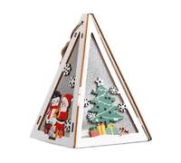 Light Up Gingerbread House Building Set, Diy Wooden Holiday Cookie House Statue, Creative Handmade Christmas Building Blocks for Women Men Birthday Hoilday Xmas Tabletop Decor (White2)