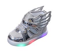 Light Up Glitter Sneakers for Toddler Girls LED Flashing Fashion Shoes High Top Luminous Shoes Running Athletic Baby First Walking Shoes (Silver, 10 Little Kid)