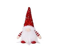 Light Up Gnome Christmas Decoration With Light, Handmade Christmas Gonks Glittery Swedish Santa Gnome Crafts with Light Hat,Gnomes Elf Tree Christmas Holiday Indoor Ornaments (Red)