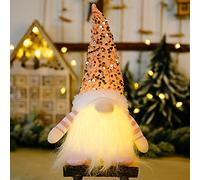 Light Up Gonks Christmas Decoration, Handmade Christmas Gonks With Light, Swedish Santa Gnome with Glittery Hat Swedish Inspired Gnomes Elf Craft Christmas Decorations Indoor Holiday Decor (Pink)