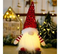 Light Up Gonks Christmas Decoration, Handmade Christmas Gonks With Light Swedish Santa Gnome with Glittery Hat Swedish Inspired Gnomes Elf Craft Christmas Decorations Indoor Holiday Decor