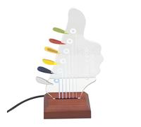 Light Up Guitar Pick Holder, Acrylic Electric Guitar Headstock Shaped Pick Holder with Wooden Base, 7 Adjustable Colors for Picks Storage and Display, Guitar Accessories Gift for Guitar Players (C)