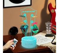 Light Up Guitar Pick Holder Acrylic LED Headstock Moulded 16 Colours Luminous Guitar Pick Storage Compartment Creative Music Gifts for Men, Guitarists and Music Lovers Table Lamp Home Decor