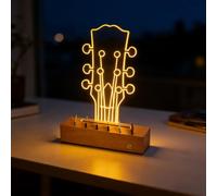 Light Up Guitar Pick Holder: Rechargeable Picks Display Case with Light Touch Contorl - Guitar Pick Storage Box with 6 Guitar Picks Guitar Accessories for Bass Ukulele (Classic Headstock)