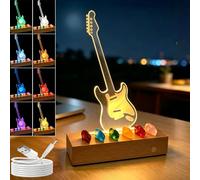 Light Up Guitar Pick Holder: Rechargeable Picks Display Case with Light Touch Contorl - Guitar Pick Storage Box with 6 Guitar Picks Guitar Accessories for Bass Ukulele (Guitar)
