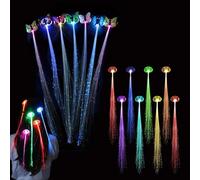 Light Up Hair Clips, 16Pcs 13.8" Colorful Light Up Hair Accessories, LED Braid Extension Clips for Women Girls, Butterfly & Optic LED, Halloween Accessories, Glow in the Dark Pa