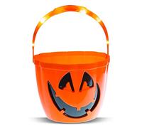 Light Up Halloween Bucket - Led Pumpkin Buckets with Handle, Large Capacity Candy Holder Kids, Halloween Trick or Treat Pumpkin Bucket for Party Decor,Halloween Party Bag Fillers (Orange)