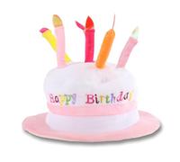 LIGHT UP HAPPY BIRTHDAY CAKE HAT - Unisex Adult Size Fancy Dress Party Hats Perfect as Party Favors Costume Accessories (Pink)
