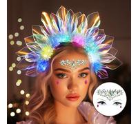 Light Up Headband LED Crown Headbands Glow Tinsel Headpiece for Women