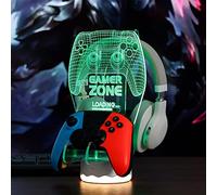 YuanDian Light up Headphone Controller Stand, 16 Colors 3D LED Lights Headset Gamepad Holder, Game Controller Hanger for All Universal Gaming PC Accessories