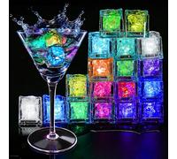 Light Up Ice Cubes, 18 Pack Multi Color Led Ice Cubes for Drinks IP67 Waterproof Reusable Glowing Flashing Changing Lights Water Activated Drink Lights for Cocktails Christmas Party Bar Wedding
