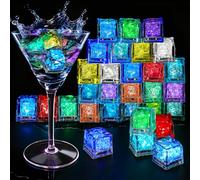 Light Up Ice Cubes, 300 Pack Multi Color Led Ice Cubes for Drinks IP67 Waterproof Reusable Glowing Flashing Changing Lights Water Activated Drink Lights for Cocktails Christmas Party Bar Wedding
