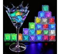 Light Up Ice Cubes, 32 Pack Multi Color Led Ice Cubes for Drinks IP67 Waterproof Reusable Glowing Flashing Changing Lights Water Activated Drink Lights for Cocktails Christmas Party Bar Wedding