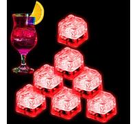 Light Up Ice Cubes for Drinks, 12 PCS Red LED Ice Cubes Liquid Activated, Glow in The Dark Waterproof, Ideal for Home Bar Supplies Summer Party Wedding Decor