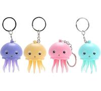 Light Up Jellyfish Keyring Pendant Luminous Glow and Sound Jellyfish Pendant Key Ring Octopus Toy Keychain Bag Decoration (4pcs)