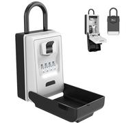 Light Up Key Lock Box, Portable LED Waterproof Metal 4 Digits Combination Lockbox, Outside Resettable Key Hider, Upgraded Large Security Password Boxes for Car House Office Apartment Keys