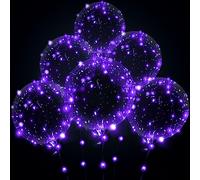 Light up Led Balloons, Clear Bobo Transparent Balloons for Party, Birthday, Anniversary, Wedding (no battery, Purple)