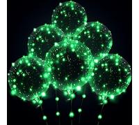 Light up Led Balloons, Clear Bobo Transparent Balloons for Party, Birthday, Anniversary, Wedding (no battery, Green)
