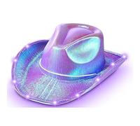 Light Up LED Party Hat,LED Disco Top Hat Unisex Flashing LED Sequin Hat Jazz Hats for Party Costume (Purple)