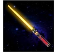 Light Up LED Saber, Light Swords with FX Sound and Realistic Handle, Blue Red Green Yellow, Expandable Sabre for Halloween Dress Up Parties Birthday Christmas Galaxy War Fighters (Yellow)