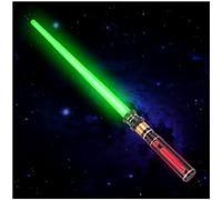 Light Up LED Saber, Light Swords with FX Sound and Realistic Handle, Blue Red Green Yellow, Expandable Sabre for Halloween Dress Up Parties Birthday Christmas Galaxy War Fighters (Green)