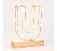 Light Up Letter U | LED Alphabet Wire Frame Letter Lights | Rose Gold Copper Initials | Personalised Lighting | Battery Powered | Office Living Room Bedroom