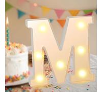 Light Up Letters, Glitter LED Letter Light, 16cm LED Alphabet Lights, Warm White Light Up Alphabet Sign, Gifts for Girls Women Party Birthday Decorations Night Light Christmas Valentine(Letter-M)