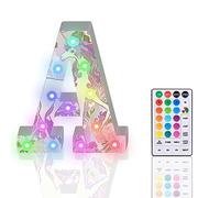 Light Up Letters, Glitter LED Letter Lights 18 Color Changing Diamond Alphabet Sign Night Light with Remote Control for Girls Gifts Birthday Bar Wedding Party Christmas Valentine Wall Table Decor - A