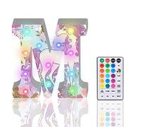Light Up Letters, Glitter LED Letter Lights 18 Color Changing Diamond Alphabet Sign Night Light with Remote Control for Girls Gifts Birthday Bar Wedding Party Christmas Valentine Wall Table Decor - M