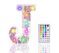Light Up Letters, Glitter LED Letter Lights 18 Color Changing Diamond Alphabet Sign Night Light with Remote Control for Girls Gifts Birthday Bar Wedding Party Christmas Valentine Wall Table Decor - J